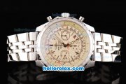 Breitling Bentley Motors Swiss Valjoux 7750 Chronograph Movement Full Beige Dial with Silver Stick Marker and SS Strap