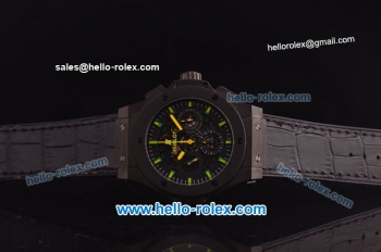 Hublot Aero Bang Niemeyer Swiss Valjoux 7750 Automatic Movement PVD Case with Black Skeleton Dial and Green/Yellow Markers/Hands