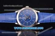 Patek Philippe Grand Complications Perpetual Calendar Miyota Quartz Steel Case with Blue Dial and Silver Stick Markers