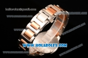 Cartier Rotonde De Miyota Quartz Two Tone Case/Bracelet with Brown Dial and Diamonds Bezel