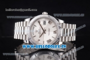 Rolex Day Date II Clone Rolex 3255 Automatic Stainless Steel Case/Bracelet with White Dial and Stick Markers (BP)