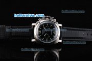 Panerai Luminor PAM212 Flyback 1950 Chronograph Miyota Quartz Movement Steel Case with Black Dial and Black Leather Strap Panerai Luminor PAM212 Flyback 1950 Chronograph Miyota Quartz Movement Steel Case with Black Dial and Black Leather Strap