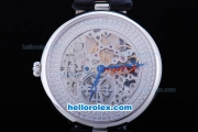 Patek Philippe Skeleton Manual Winding Movement With White Case and Black Leather Strap