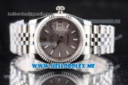 Rolex Datejust Clone Rolex 3135 Automatic Stainless Steel Case/Bracelet with Grey Dial and Stick Markers (BP)