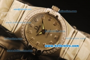 Omega Constellation Swiss Quartz Steel Case with Diamond Bezel and Silver Dial-Diamond Markers