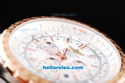 Breitling for bentley Working Chronograph Quartz Movement with White Dial and Rose Gold Bezel-Two Tone Strap