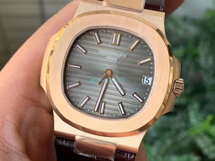 PPF V4 Nautilus top replica PP Patek Philippe 5711R rose gold belt watch - Click Image to Close