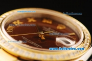 Rolex Datejust Automatic Movement ETA Coating Case with Brown Dial and Diamond Bezel-Two Tone Strap