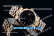 Rolex Day-Date Swiss ETA 2836 Automatic 18K Rose Gold Case with Blue Dial Diamonds Markers and 18K Rose Gold Bracelet (BP)