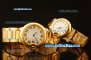 Cartier Ballon Bleu De Swiss ETA Quartz Full Gold with Beige Dial and Roman Markers