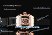 Richard Mille RM52-01 AN CA-CE Swiss ETA 2671 Automatic Rose Gold Case with Black Rubber Bracelet White Markers and Skeleton Dial - 1:1 Original