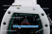 Richard Mille RM 011 Felipe Massa Chronograph Swiss Valjoux 7750 Automatic Ceramic PVD Case with Green and Black Dial Arabic Numeral Markers and White Rubber Strap