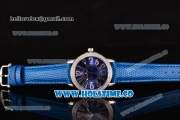 Blancpain Women Ladybird Ultraplate Miyota 9015 Automatic Steel Case with Diamonds Bezel and Blue Dial (G5)