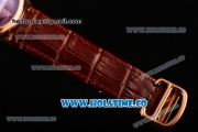 Cartier Rotonde De Swiss Quartz Rose Gold Case with Brown Guilloche Dial and Black Leather Strap