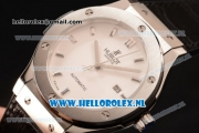 Hublot Classic Fusion 9015 Auto Steel Case with White Dial and Black Leather Strap