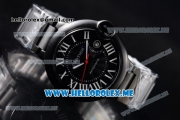 Cartier Ballon Bleu de Cartier Large Asia 2813 Automatic Carbon Case with Black Dial and PVD Bracelet Roman Numeral Markers