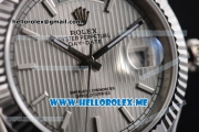 Rolex Day-Date Clone Rolex 3255 Automatic Stainless Steel Case/Bracelet with Silver Dial and White Stick Markers