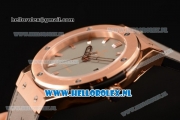 Hublot Classic Fusion 9015 Auto Rose Gold Case with Grey Dial and Grey Leather Strap