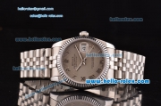 Rolex Datejust Swiss ETA 2836 Automatic Steel Case with Roman Numeral Markers Gray Dial and Stainless Steel Strap