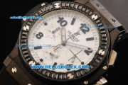 Hublot Big Bang Chronograph Swiss Quartz Movement PVD Case with White Dial and Black Rubber Strap-Lady Model