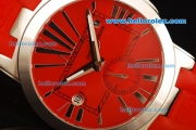Ulysse Nardin Dual Time Automatic Movement Steel Case with Red Dial and Red Rubber Strap