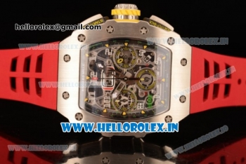 Richard Mille RM11-03 Swiss Valjoux 7750 Automatic Steel Case Skeleton Dial With Arabic Numeral Markers Red Rubber Strap(KV)