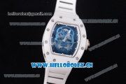 Richard Mille RM052 Miyota 9015 Automatic Ceramic Case with Skull Dial and White Rubber Strap Dot Markers