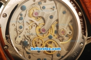 Patek Philippe Complicated Swiss Valjoux 7750 Manual Winding Movement Steel Case with White Dial