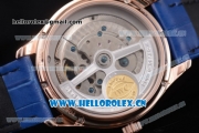 IWC Portuguese Tourbillon Asia ST25 Automatic Rose Gold Case with Blue Dial Arabic Numeral Markers and Blue Leather Strap