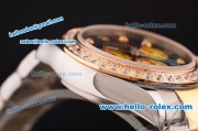 Rolex Daytona Swiss Valjoux 7750-SHG Automatic Two Tone Case/Strap with Diamond Bezel - Black Dial and Diamond Markers
