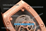 Richard Mille RM007 Miyota 6T51 Automatic Rose Gold Case with Diamonds Dial and Black Rubber Strap