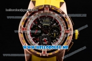 Richard Mille RM 60-01 Asia 2813 Automatic Rose Gold Case with Skeleton Dial and Yellow Rubber Strap Rose Gold Bezel (EF)