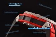 Hublot King Power Ferrari Chrono Miyota OS20 Quartz Steel Case with Red Rubber Strap Pink Dial
