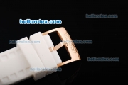 Chopard Happy Sport Quartz Movement Rose Gold Case with Diamond Bezel and White Rubber Strap-Lady Model