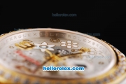 Rolex Datejust II Oyster Perpetual Automatic Movement Silver/Flower Dial with RG/Diamond Bezel-Two Tone Strap