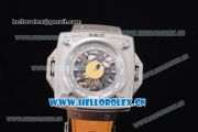 Hublot Masterpiece MP 08 Antikythera Sunmoon Asia 2813 Automatic Steel Case Skeleton Dial Yellow Leather Strap and White Markers