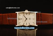 Vacheron Constantin Quartz Steel Case with White Dial and Brown Leather Strap