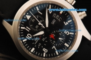 IWC Pilot's Watch TOP GUN Automatic Movement Steel Case with Black Dial and White Markers- Black Strap