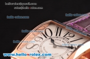 Franck Muller Master Square Swiss Quartz Rose Gold Case with Black Numeral Markers and Purple Leather Strap