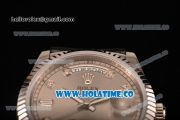 Rolex Day-Date Asia 2813/Swiss ETA 2836/Clone Rolex 3135 Automatic Steel Case with Grey Dial and Diamonds Markers (BP)