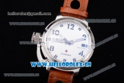U-Boat Chimera Automatic Asia ST25 Automatic Steel Case White Dial Arabic Number Markers and Brown Leather Strap
