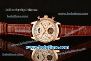 Patek Philippe Grand Complication Asia R10-Tourbillon Automatic Rose Gold Case with White Dial Roman Numeral Markers and Brown Leather Strap