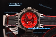 Hublot King Power Ferrari Chrono Miyota OS20 Quartz Steel Case with Black Rubber Strap Red Dial