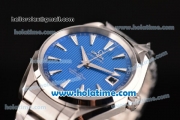 Omega Seamaster Aqua Terra 150M Perfect Clone 8500 Automatic Full Steel with Blue Dial and Stick Markers - 1:1 Original (Z)