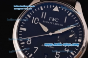 IWC Big Pilot Automatic Steel Case with White Numeral Markers Black Dial and Black Leather Strap