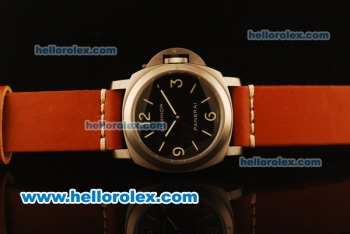 Panerai Luminor Base Pam 112 H Swiss ETA 6497 Manual Winding Titanium Case with Black Dial and Brown Leather Strap-1:1 Original