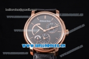 Audemars Piguet Jules Audemars Dual Time Asia ST25 Automatic Rose Gold Case Black Dial Stick Markers and Black Leather Strap