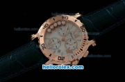 Chopard Happy Sport Chronograph Swiss Quartz Movement Rose Gold Case with White Dial and Leather Strap-Original Chopard