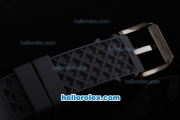 IWC Aquatimer Chronograph Quartz Movement PVD Case with Full Black Dial and White Stick Marker-Black Rubber Strap