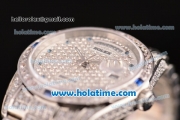 Rolex Day Date Automatic Movement Full Steel with Full Diamond and Blue Diamond Markers